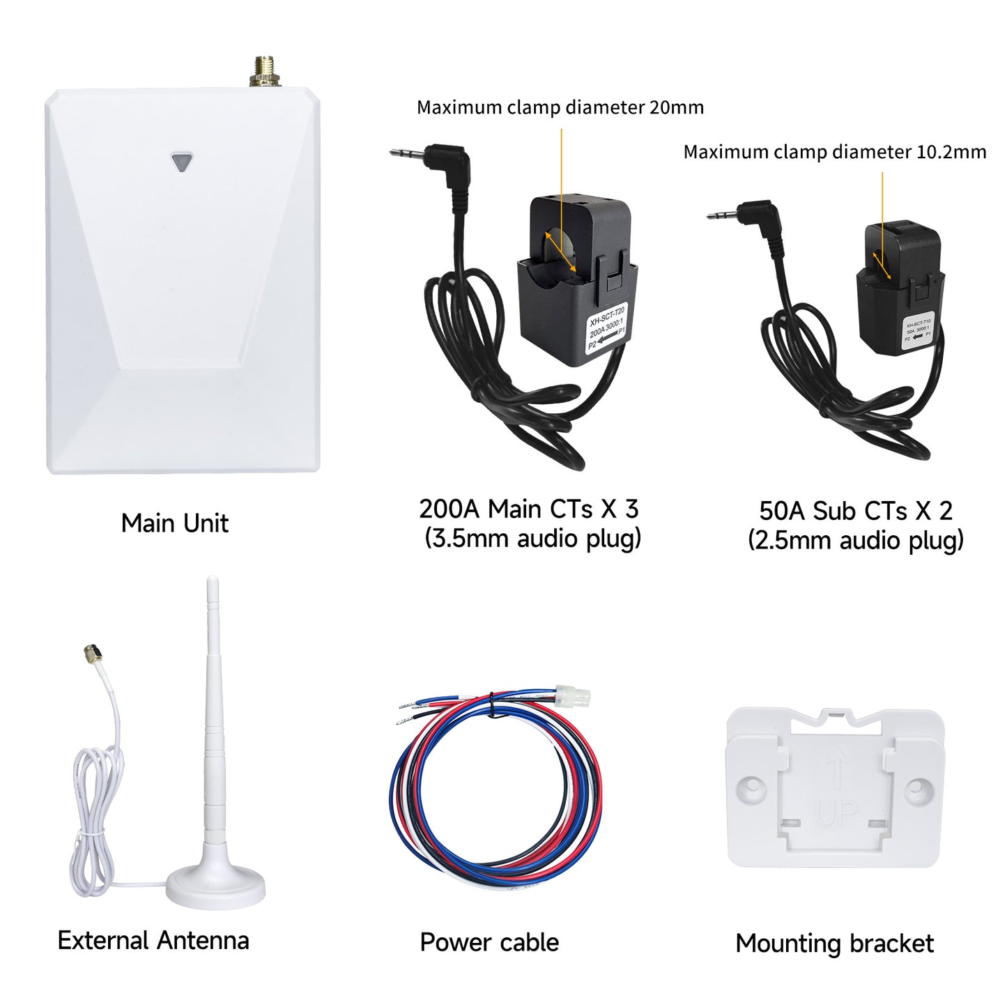 Energy Monitor with 5 Circuit Level Sensors(3 * 200A and 2 * 50 A), Smart Home Power MonitorTrack Electricity in Real Time, WIFi Meter Solar/Net Metering, Home Energy Automation and Control