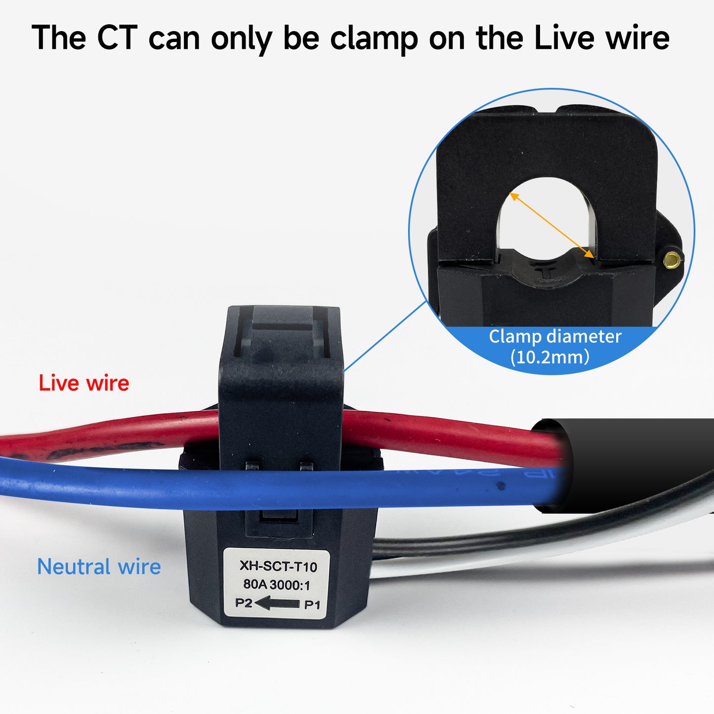 Smart Energy Monitor, Single Phase Clamp Electricity Meter with 2 * 80ACT Current Transformer, WiFi, Real-Time Electricity Monitor/Meter, Solar/Network Metering